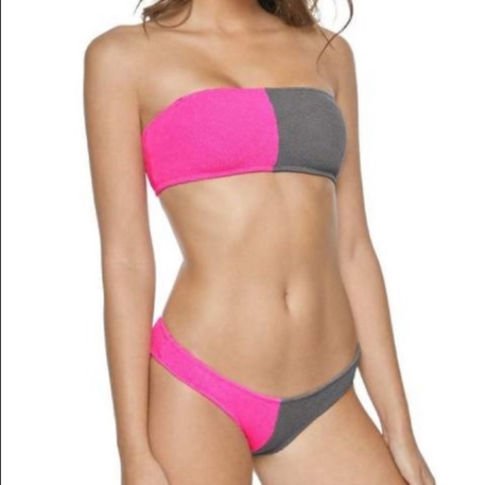 PILYQ Açaí Reef Two Tone Bandeau Bikini Top NWT!